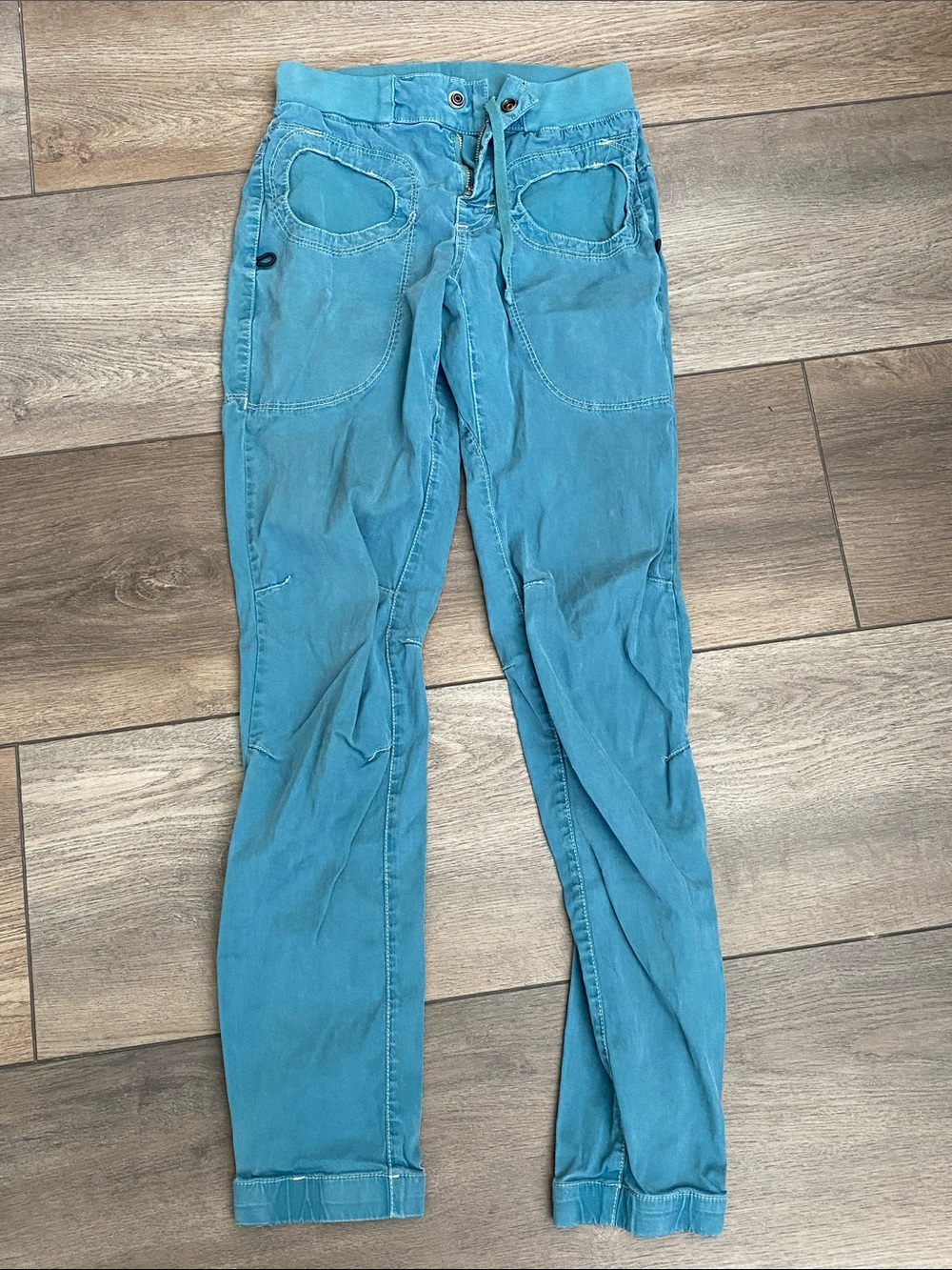 E9 ONDA ROCK 2.2 Climbing Pants Teal Slim Drawstring and Snap Casual Pants